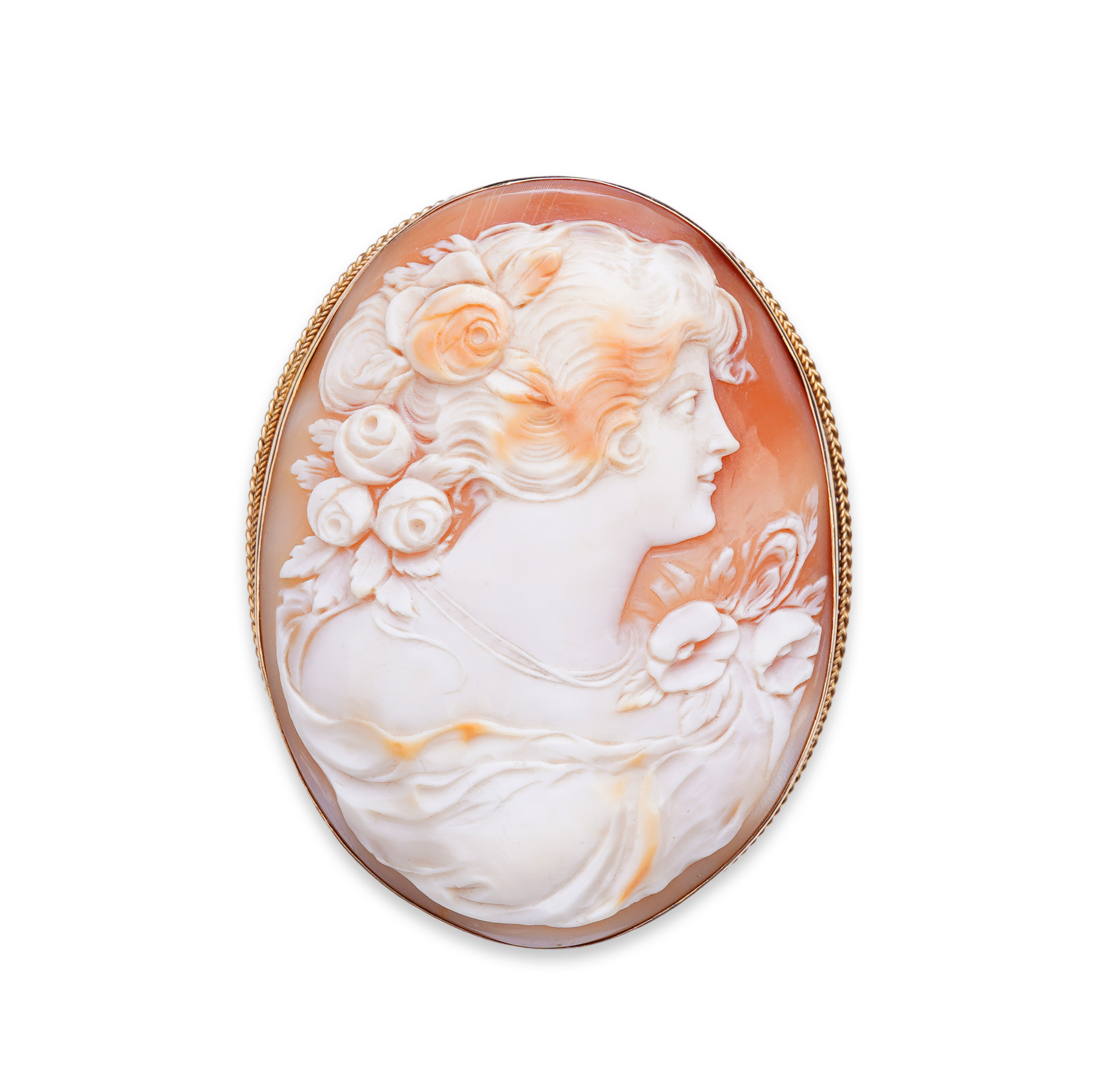 A shell cameo brooch, 20th century